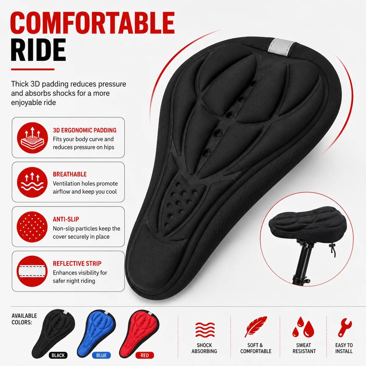 3D Soft Foam Padded Bicycle Sa - Commuting By Bike ulasan dan harga